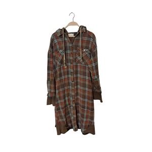 Oli & Hali Hooded Flannel Hooded Shacket‎ Shirt dress  size small